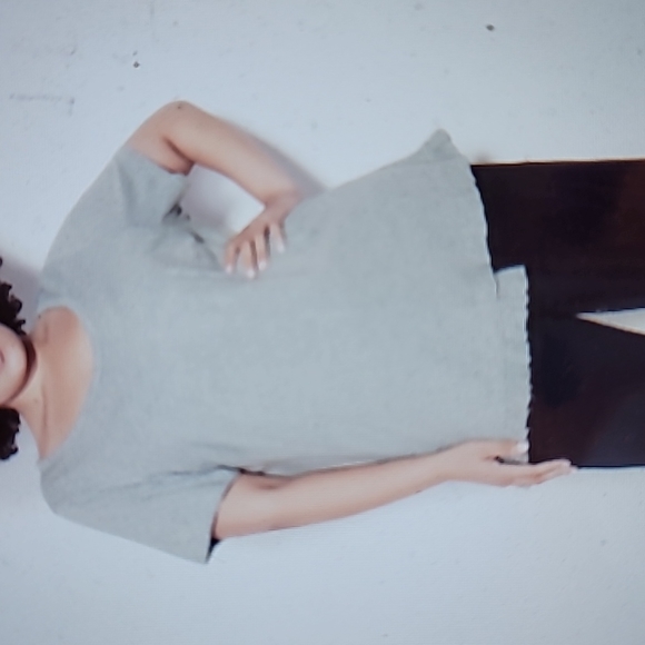 #30 Gray Marle Ruffle T-Shirt Top - Picture 3 of 11